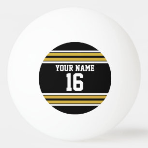 Bolinha De Ping Pong Black with Dourado White Stripes Team Jersey