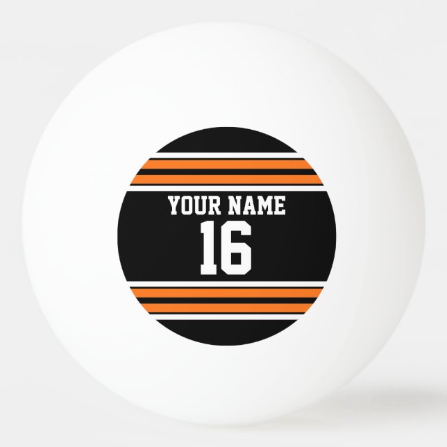 Bolinha De Ping Pong Black with Orange White Stripes Team Jersey (Frente)