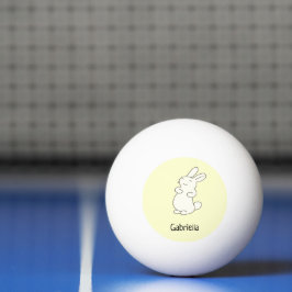 Bolinha De Ping Pong Bonito coelho branco, nome personalizado amarelo