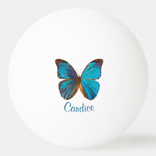 Bolinha De Ping Pong Borboleta colorida azul tropical e gema turquesa