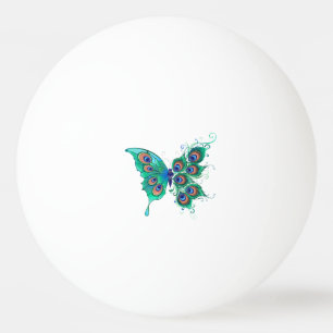 Bolinha De Ping Pong Borboleta com Penas de Pavão Verde