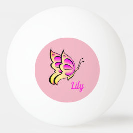 Bolinha De Ping Pong borboleta rosa - adicionar nome