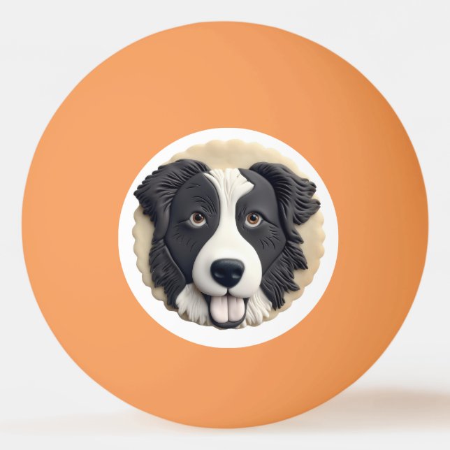 Bolinha De Ping Pong Borda Collie Dog 3D Inscrito (Frente)