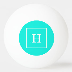 Bolinha De Ping Pong Brt Aqua Turquoise White enquadrado em Monograma i
