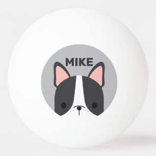Bolinha De Ping Pong Bulldog Francês Bonito com Nome Personalizado