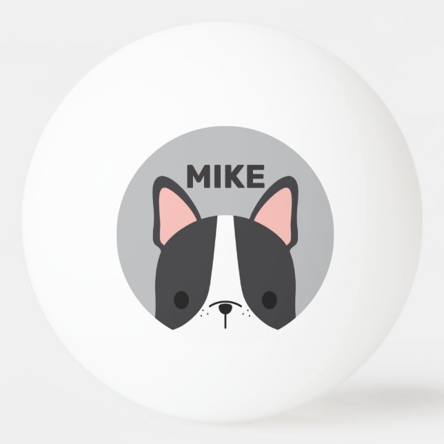 Bolinha De Ping Pong Bulldog Francês Bonito com Nome Personalizado (Frente)