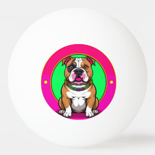 Bolinha De Ping Pong Bulldog Inglês em um Fundo Vibrante