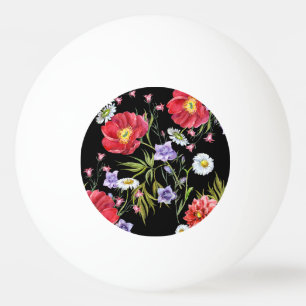 Bolinha De Ping Pong Buquê de Aquarela: Padrão sem costura