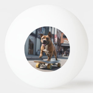 Bolinha De Ping Pong Caça de skate: Um Staffy em Movimento