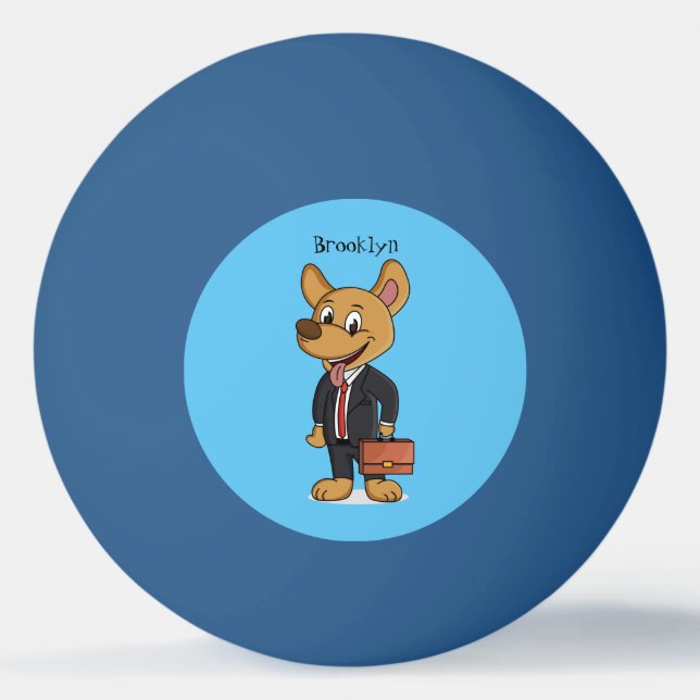 Bolinha De Ping Pong Cachorro engraçado vestindo desenho de terno (Frente)