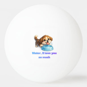 Bolinha De Ping Pong Cachorro Feliz e Fofo Amante de Água Design Inspir