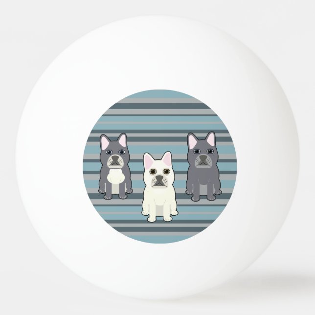 Bolinha De Ping Pong Cachorro francês fofo listrado azul (Frente)
