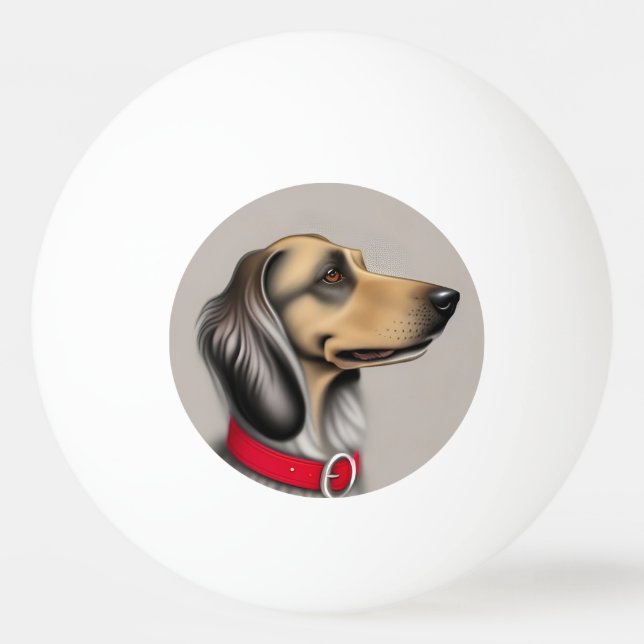 Bolinha De Ping Pong Cachorro Gracioso Com Colar Vermelho Posicionado P (Frente)