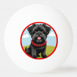 Bolinha De Ping Pong Cachorro Preto Fofo Com Coleira Vermelha em Estilo