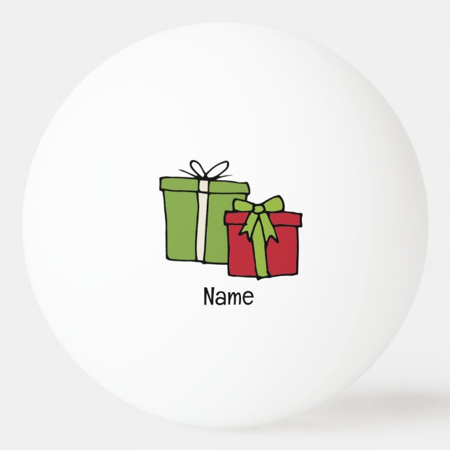 Bolinha De Ping Pong Caixa vermelha e verde de presente de Natal (Frente)