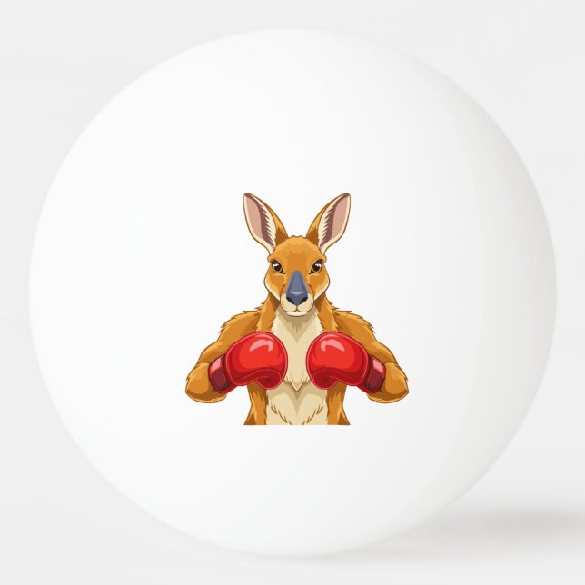Bolinha De Ping Pong Canguru animado com luvas de boxe vermelhas  (Frente)