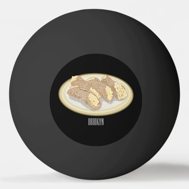 Bolinha De Ping Pong Cannoli cartoon illustration  (Frente)