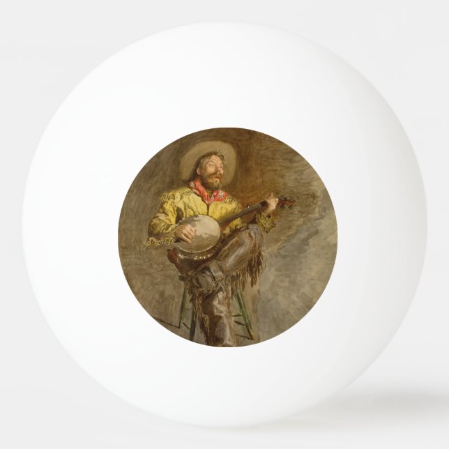 Bolinha De Ping Pong Cantando Cowboy Espanhol com música cauboi tocando (Frente)