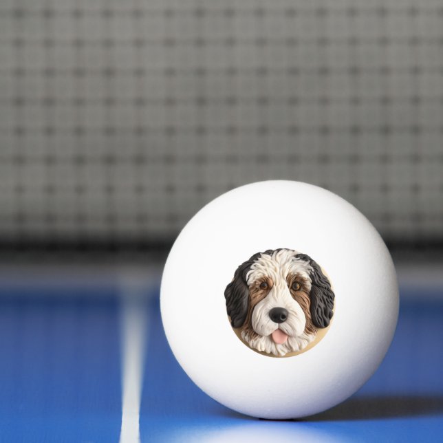 Bolinha De Ping Pong Cão Bernedoodle 3D Inspirado (Líquido)