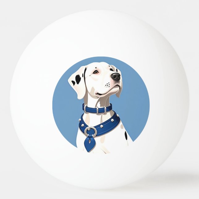 Bolinha De Ping Pong Cão Dalmata com Coleira Azul (Frente)