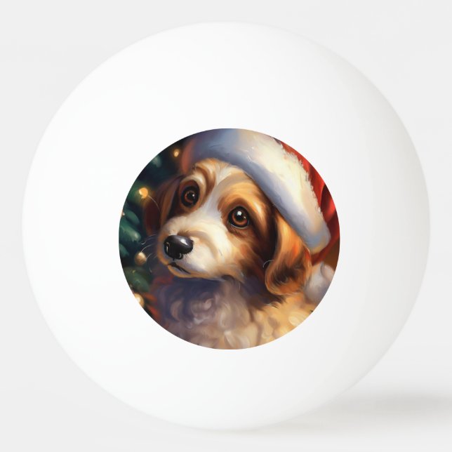 Bolinha De Ping Pong Cão de Natal (2) (Frente)
