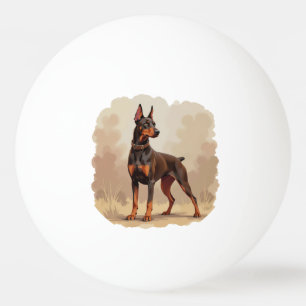 Bolinha De Ping Pong Cão Doberman Pinscher Marrom Ferrugem Vermelho