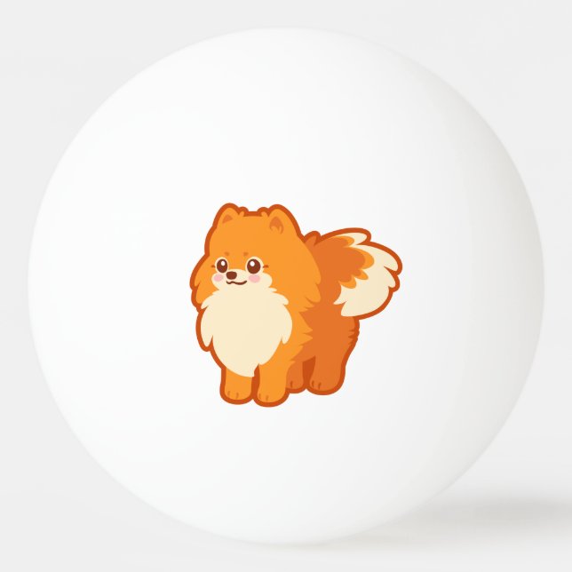 Bolinha De Ping Pong Cão dos desenhos animados de Kawaii Pomeranian (Frente)
