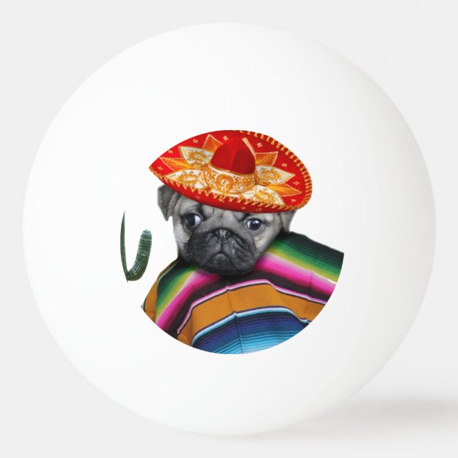 Bolinha De Ping Pong Cão mexicano do Pug (Frente)