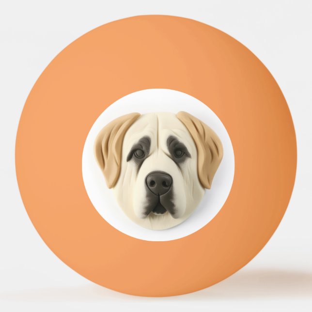 Bolinha De Ping Pong Cão pastor anatólico 3D inspirado (Frente)