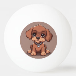 Bolinha De Ping Pong Cãozinho castanho-branco
