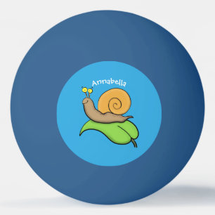 Bolinha De Ping Pong Caracol bonito e feliz numa ilustração de desenho