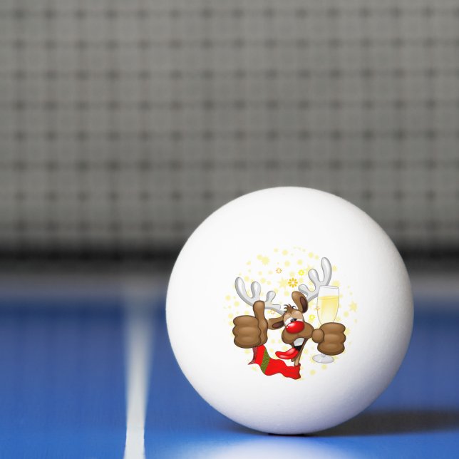 Bolinha De Ping Pong Caráter de Natal Engraçado do Bebado Reindeer (Líquido)