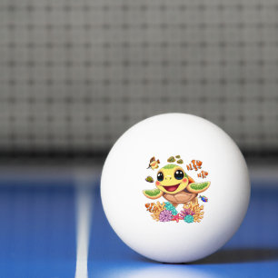 Bolinha De Ping Pong Caráter Feliz e Bonito da Tartaruga do Mar