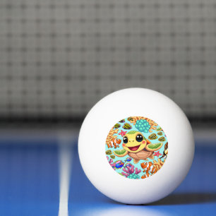 Bolinha De Ping Pong Caráter Feliz e Bonito da Tartaruga do Mar