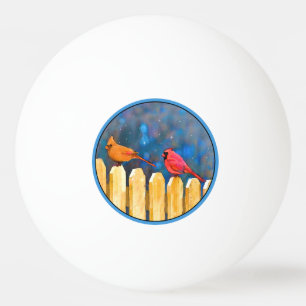 Bolinha De Ping Pong Cardeais na pintura de cerca - Arte original