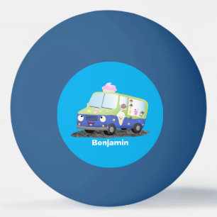 Bolinha De Ping Pong Caricatura de caminhão de sorvete feliz