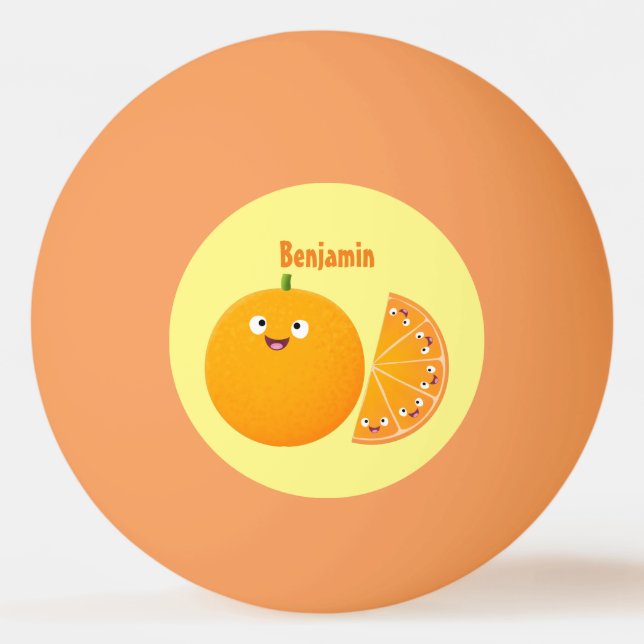 Bolinha De Ping Pong Cartoon de fruta de citros de laranja feliz (Frente)