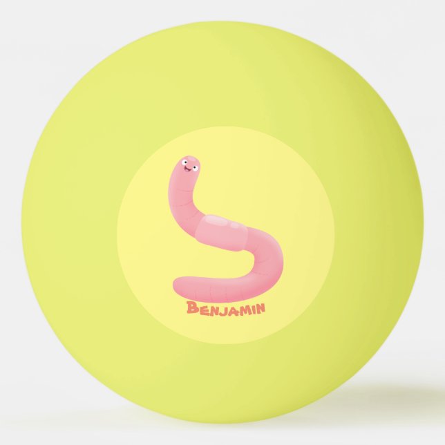Bolinha De Ping Pong Cartoon de minhoca rosa-branca (Frente)