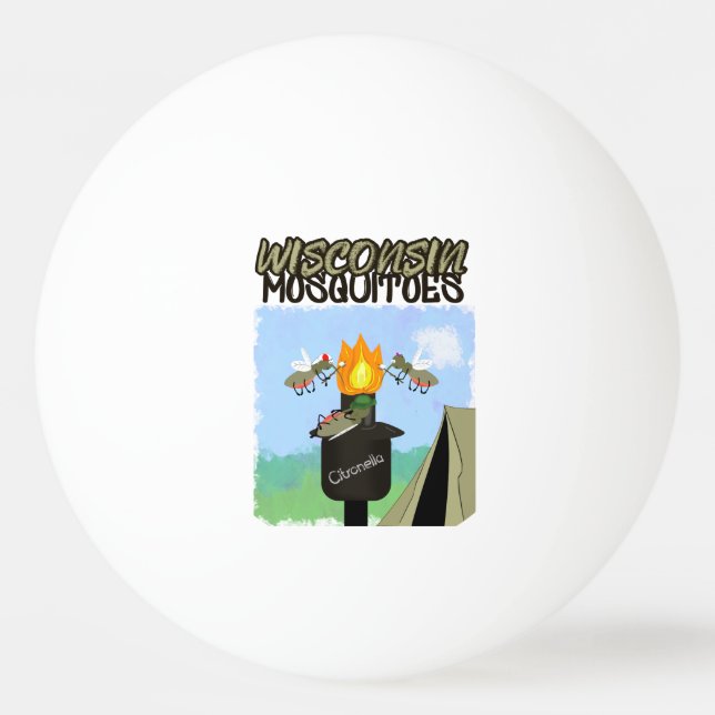 Bolinha De Ping Pong Cartoon de Wisconsin Mosquitos - Camping de Tiki (Frente)
