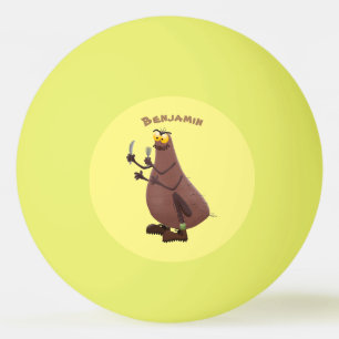 Bolinha De Ping Pong Cartoon feio e faminto