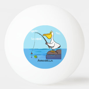 Bolinha De Ping Pong Cartoon pelicano de pesca engraçado
