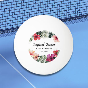 Bolinha De Ping Pong Casa de Praia Botânica Floral Tropical Aquarela
