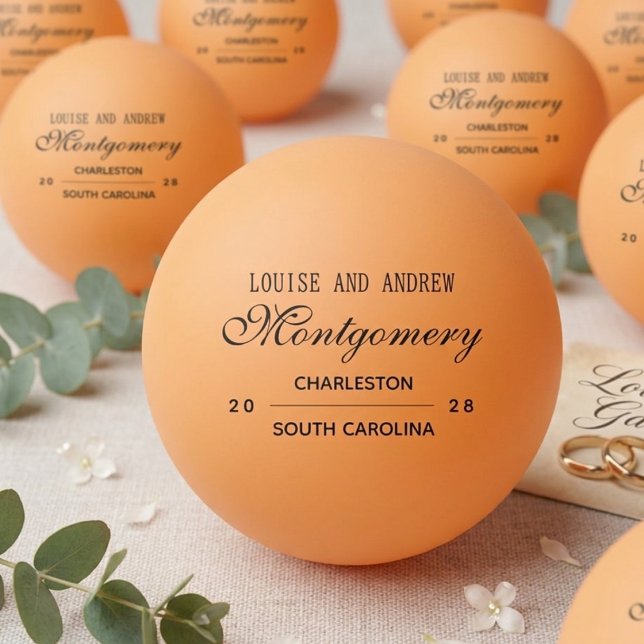 Bolinha De Ping Pong Casamento com Monograma Personalizado (Personalized Monogram Wedding Ping Pong Ball)