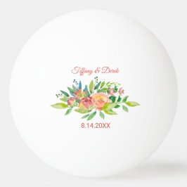 Bolinha De Ping Pong Casamento Coral Peach Floral Watercolor