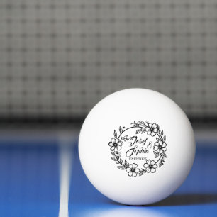Bolinha De Ping Pong Casamento Favor Nome do Casal Data Círculo Flor