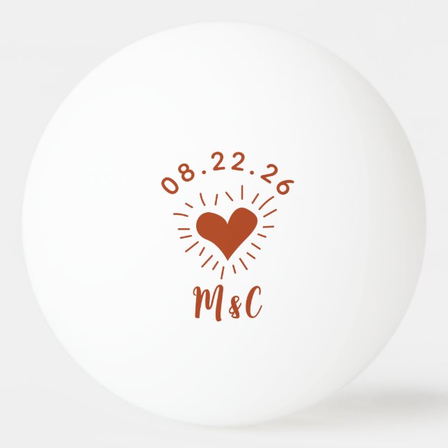 Bolinha De Ping Pong Casamento personalizado de monograma (Frente)