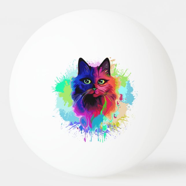 Bolinha De Ping Pong Cat Trippy Psychedelic Pop Art (Frente)