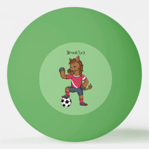 Bolinha De Ping Pong Cavalo engraçado bonito jogando cartoon de futebol