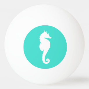 Bolinha De Ping Pong Cavalo-Marinho Turquesa e Branco