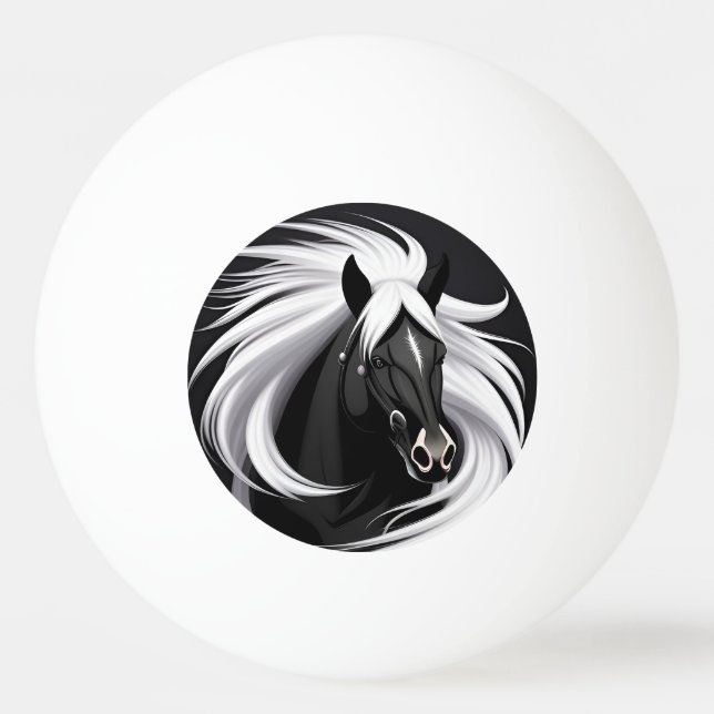 Bolinha De Ping Pong Cavalo Preto Magnífico (Frente)